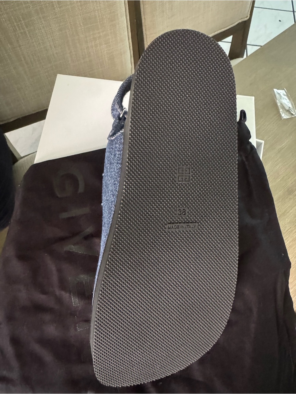 Givenchy Dark Blue Flat Strap Sandals - Picture 3 of 6